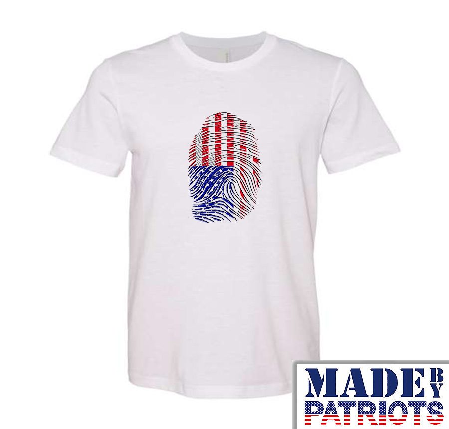 usa finger print white t shirt-veterans-ptsd-cure
